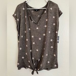 NWT Lucky Brand Grey Stars Tie Tee XL